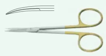 Ножиці медичні, гострокінцеві, зігнуті, твердосплавні вставки (СуперКАТ), Іріса, 115 мм Surgimax 04-698-11S